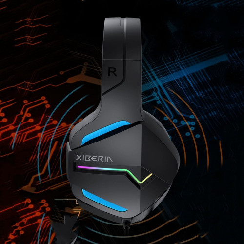 西伯利亞V23頭戴式有線競技遊戯耳機usb 7.1吃雞聽聲辯位線控麥