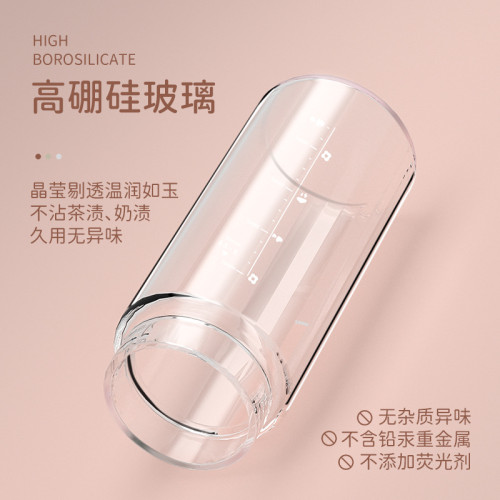 玻璃水杯夏季防燙泡茶杯子學生高顔值ins風吸管杯家用耐高溫