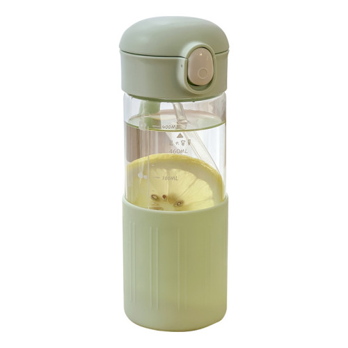 玻璃水杯夏季防燙泡茶杯子學生高顔值ins風吸管杯家用耐高溫