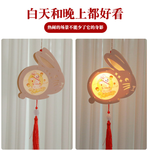 發光手提中秋兔子燈籠led彩燈兒童手工diy嫦娥花燈宮燈氛圍掛飾