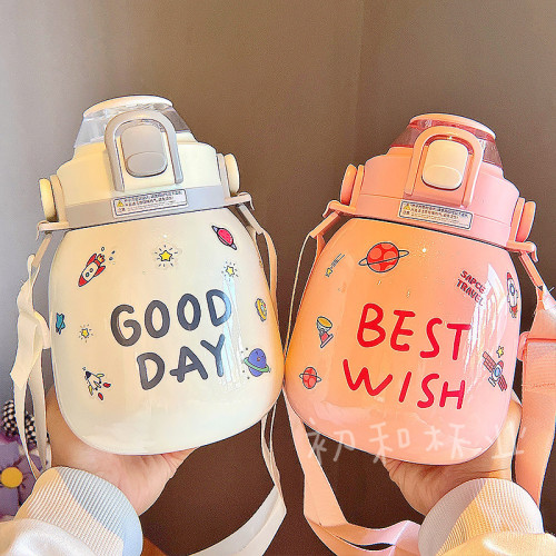 大肚保溫杯女生高顔值ins簡約大容量杯子316不鏽鋼水杯便捷吸管杯 大肚保溫杯女生高顔值ins簡約大容量杯子316不鏽鋼水杯便捷吸管杯