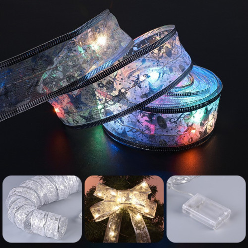 聖誕節發光絲帶綢緞燈串led彩燈聖誕樹氛圍裝飾布置燈DIY掛飾用品 聖誕節發光絲帶綢緞燈串led彩燈聖誕樹氛圍裝飾布置燈DIY掛飾用品