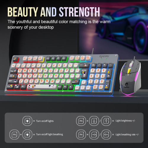 Raiku雷魁K98PRO拼色有線RGB客製化gasket電競遊戯98鍵有線套裝 Raiku雷魁K98PRO拼色有線RGB客製化gasket電競遊戯98鍵有線套裝