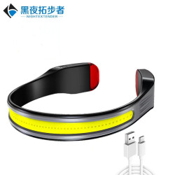 新款COB頭燈led強光頭燈戶外頭戴跑步燈輕便迷你夜釣掛脖燈野