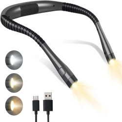 新款led掛脖燈白黃雙光Type-C充電戶外可攜式學生工作夜跑閲讀燈