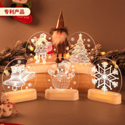 聖誕節裝飾發光擺件燈led彩燈老人鈴鐺雪花麋鹿桌面氛圍布置飾品