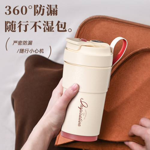 智能咖啡杯陶瓷內膽保溫杯男2022新款女生高顔值不鏽鋼可攜式水杯子