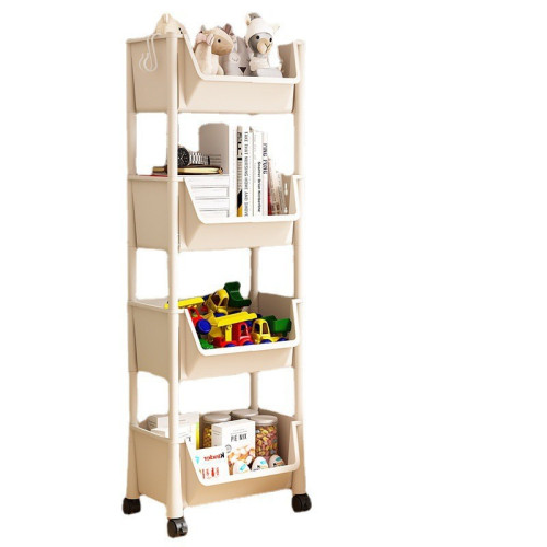可移動書架置物架兒童玩具收納架多層家用小推車帶輪落地簡易書櫃 可移動書架置物架兒童玩具收納架多層家用小推車帶輪落地簡易書櫃