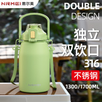 德國316不鏽鋼保溫杯大容量大號女生高顔值吸琯可攜式兒童水壺水杯