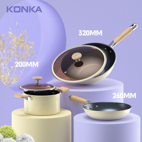 康佳麥飯石炒鍋三件套中式加厚不沾鍋平底鐵鍋具套裝鍋活動禮品鍋 康佳麥飯石炒鍋三件套中式加厚不沾鍋平底鐵鍋具套裝鍋活動禮品鍋