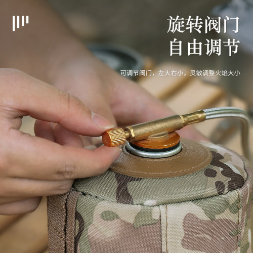 戶外防風爐頭露營不鏽鋼帶電打火爐裝備孟火氣爐遊車用爐火具