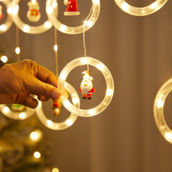 窗簾燈彩燈聖誕許願環窗簾燈 LED聖誕窗簾燈節日氛圍裝飾燈燈串