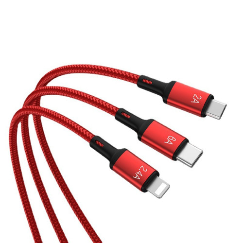 品勝一拖三66W快充數據線6A三合一手機充電線器三頭適用華爲蘋果 品勝一拖三66W快充數據線6A三合一手機充電線器三頭適用華爲蘋果