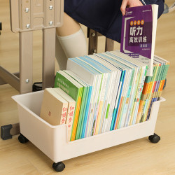 桌下書架書本收納盒學生宿舍桌面置物架放書包落地帶輪可移動書箱