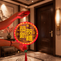 發光恭賀新禧吸盤LED彩燈掛件喬遷之喜氛圍入戶掛門上裝飾布置