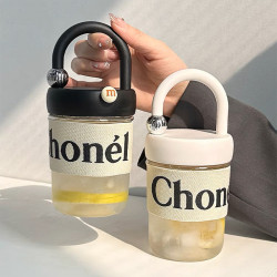 輕奢感手提咖啡玻璃杯小香風水杯防燙杯子女學生上班族耐高溫簡約