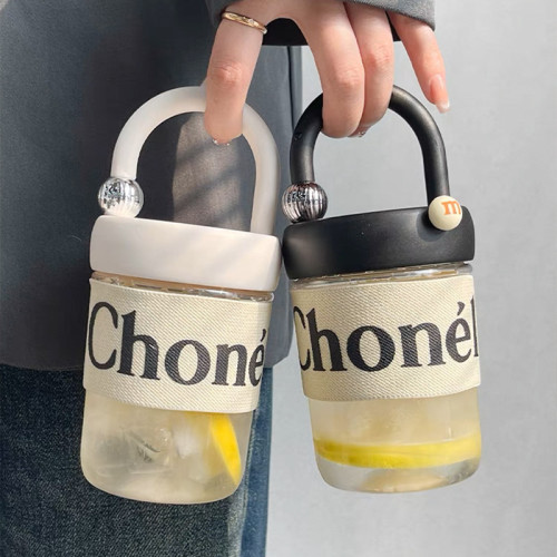 輕奢感手提咖啡玻璃杯小香風水杯防燙杯子女學生上班族耐高溫簡約 輕奢感手提咖啡玻璃杯小香風水杯防燙杯子女學生上班族耐高溫簡約