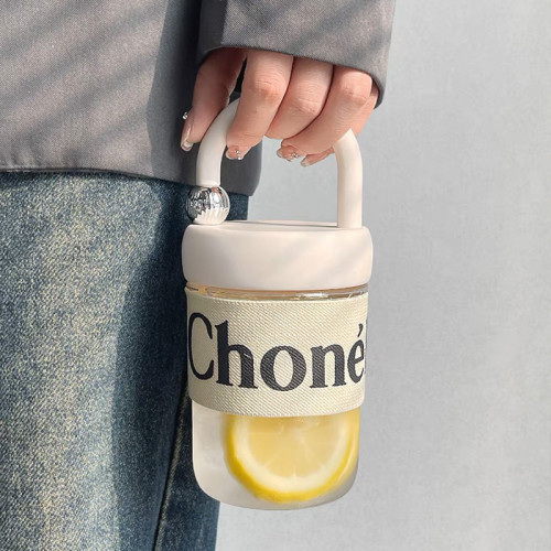 輕奢感手提咖啡玻璃杯小香風水杯防燙杯子女學生上班族耐高溫簡約 輕奢感手提咖啡玻璃杯小香風水杯防燙杯子女學生上班族耐高溫簡約