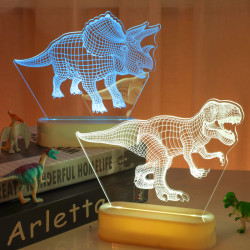 3D小夜燈卡通桌面氛圍擺件燈diy恐龍創意兒童禮物亞克力燈