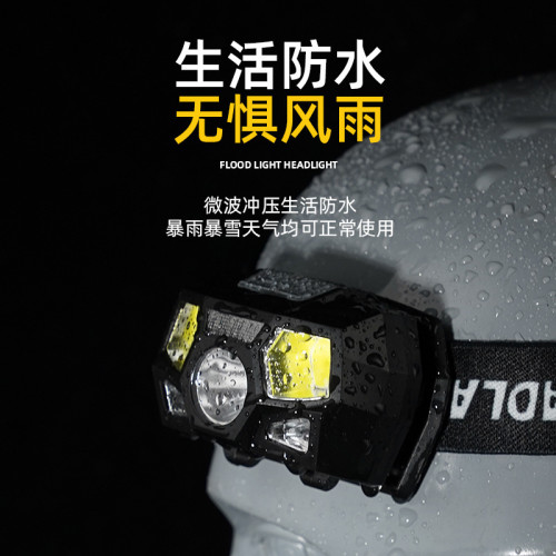 強光揮手感應COB頭燈戶外騎行燈COB充電夜跑步燈強光頭燈矽膠 強光揮手感應COB頭燈戶外騎行燈COB充電夜跑步燈強光頭燈矽膠