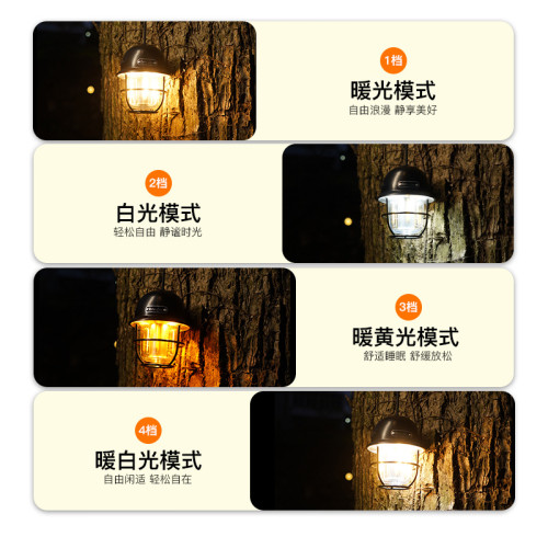 新款復古露營燈戶外type-c充電手提吊燈無極調光多色溫暖光氛圍燈