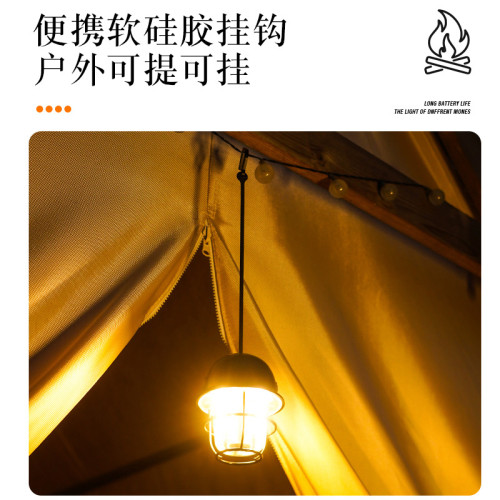新款復古露營燈戶外type-c充電手提吊燈無極調光多色溫暖光氛圍燈