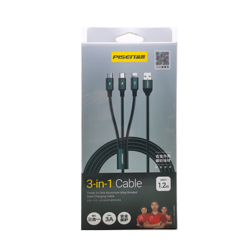 品勝 type-c適用蘋果usb三合一數據線一拖三編織快充手機充電 品勝 type-c適用蘋果usb三合一數據線一拖三編織快充手機充電