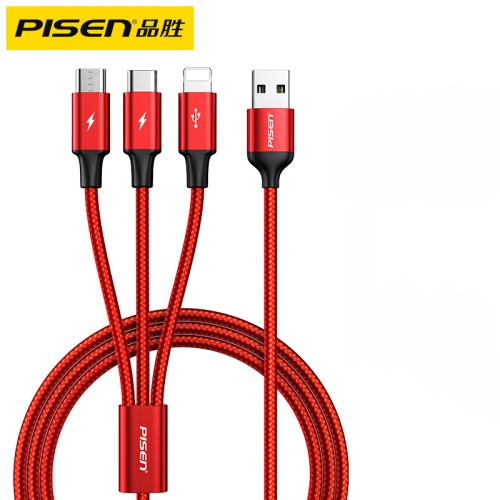 品勝 type-c適用蘋果usb三合一數據線一拖三編織快充手機充電 品勝 type-c適用蘋果usb三合一數據線一拖三編織快充手機充電