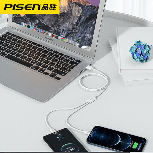 品勝二合一數據線適用TYPE-C蘋果6S7/8一拖二加長1米充電耐用 品勝二合一數據線適用TYPE-C蘋果6S7/8一拖二加長1米充電耐用