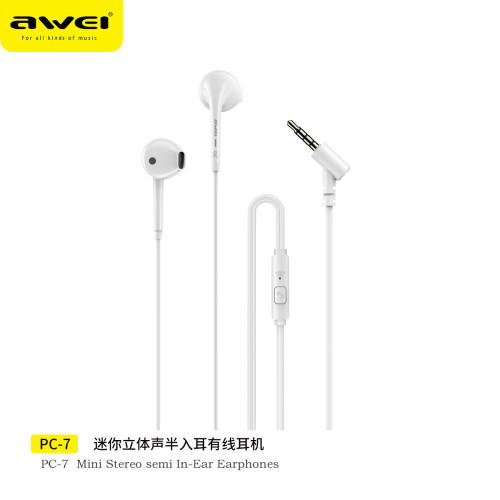 AWEI用維入耳式有線耳機適用華爲小米蘋果斜插線控耳機 AWEI用維入耳式有線耳機適用華爲小米蘋果斜插線控耳機