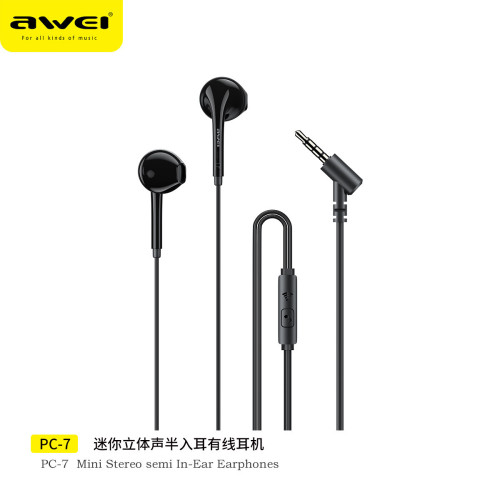 AWEI用維入耳式有線耳機適用華爲小米蘋果斜插線控耳機 AWEI用維入耳式有線耳機適用華爲小米蘋果斜插線控耳機