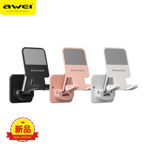 AWEI用維X36牆面黏貼式手機支架 可粘貼在多種牆面不畱痕更方