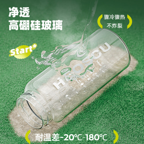 大容量玻璃杯子耐高溫女生高顔值夏天2000ml可攜式帶吸管大肚水杯