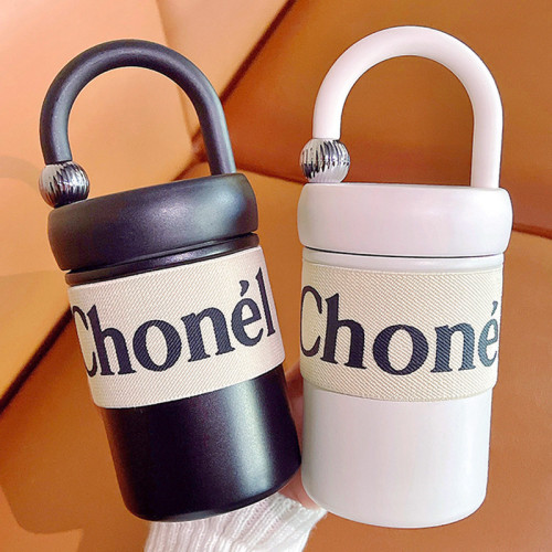 小香風咖啡杯字母保溫杯可攜式提環高顔值咖啡杯輕奢水杯316保溫杯