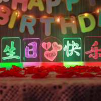 發光生日快樂字牌擺件室內房間場景氛圍裝飾布置led字母燈小夜燈