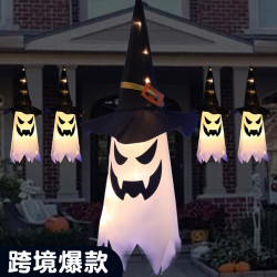 萬聖節巫師帽幽靈led彩燈掛飾鬼節恐怖氛圍戶外庭院裝飾布置掛件