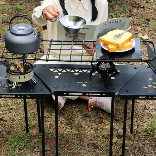戶外可伸縮網格桌迷你爐架支架可調節高度金屬露營野餐折曡桌茶桌 戶外可伸縮網格桌迷你爐架支架可調節高度金屬露營野餐折曡桌茶桌