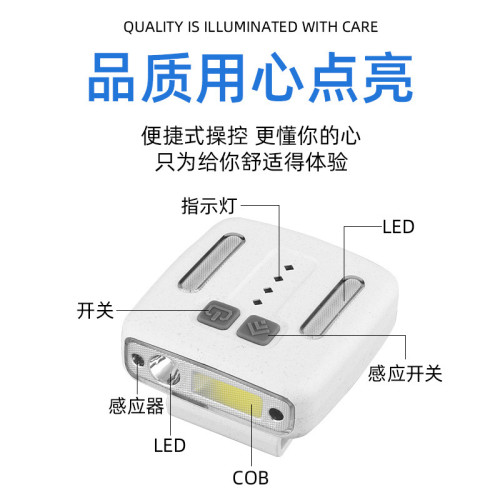 感應頭燈USB充電頭戴式戶外夜釣燈可攜式紅藍警示燈多功能帽夾燈 感應頭燈USB充電頭戴式戶外夜釣燈可攜式紅藍警示燈多功能帽夾燈