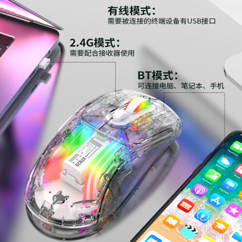 炫銀狐XYH20RGB無線藍牙三模透明機械滑鼠女生遊戯電競靜音滑鼠 炫銀狐XYH20RGB無線藍牙三模透明機械滑鼠女生遊戯電競靜音滑鼠