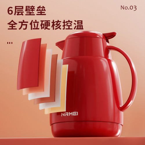 保溫壺家用結婚陪嫁大容量玻璃內膽高檔可攜式宿舍熱水瓶紅色暖水壺 保溫壺家用結婚陪嫁大容量玻璃內膽高檔可攜式宿舍熱水瓶紅色暖水壺