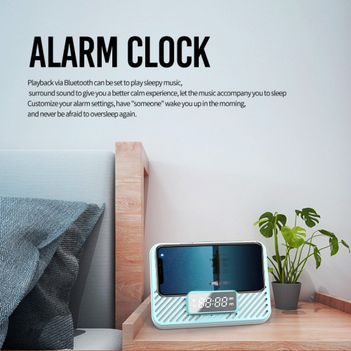 藍牙音箱15瓦無線充時鍾LED閙鍾音響新款酒店用品充立體聲 藍牙音箱15瓦無線充時鍾LED閙鍾音響新款酒店用品充立體聲