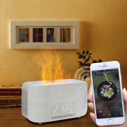 爆款七彩仿真火焰加溼器香薰機藍牙音箱家用臥室靜音大霧禮品