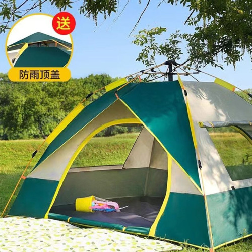 戶外野營折曡全自動帳篷3-4人沙灘速開雙人防曬家庭露營雙層防水