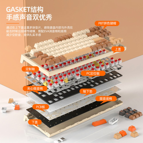 自由狼M88無線藍牙雙模機械鍵盤遊戯電競辦公PBT球帽筆電鍵盤 自由狼M88無線藍牙雙模機械鍵盤遊戯電競辦公PBT球帽筆電鍵盤