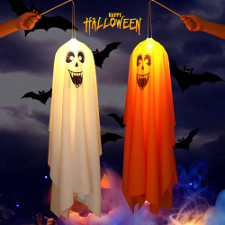 2025萬聖節發光幽靈吊鬼led彩燈鬼節兒童手提道具裝飾布置掛飾