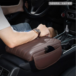 收納款汽車扶手箱增高墊車用扶手箱墊記憶棉皮革扶手箱套兜兜款