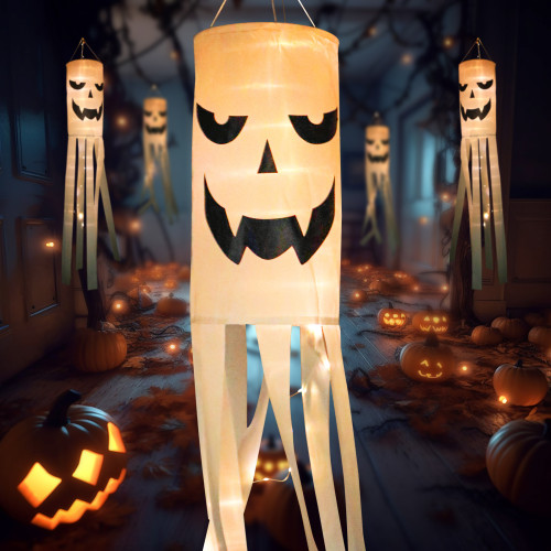 萬聖節發光幽靈吊鬼風筒旗掛件鬼節恐怖氛圍戶外掛樹裝飾布置 萬聖節發光幽靈吊鬼風筒旗掛件鬼節恐怖氛圍戶外掛樹裝飾布置