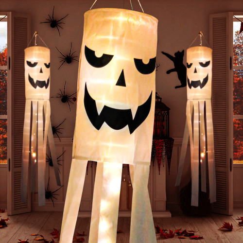 萬聖節發光幽靈吊鬼風筒旗掛件鬼節恐怖氛圍戶外掛樹裝飾布置 萬聖節發光幽靈吊鬼風筒旗掛件鬼節恐怖氛圍戶外掛樹裝飾布置