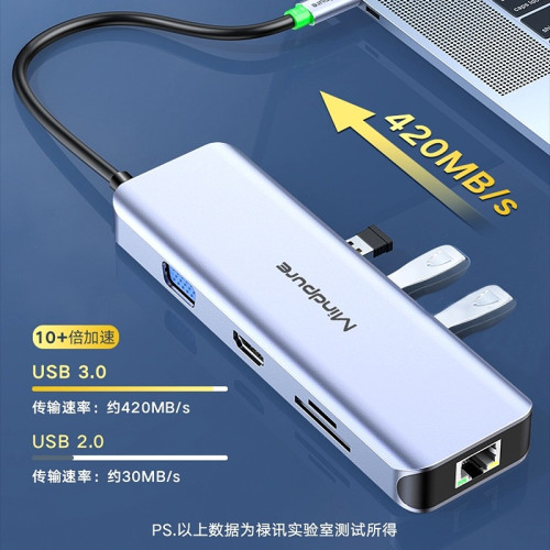 type-c擴展隖hdmi+VGA千兆網卡usb轉換hub集線器u盤4K高清 type-c擴展隖hdmi+VGA千兆網卡usb轉換hub集線器u盤4K高清