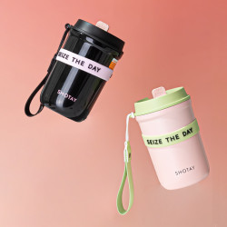 尚泰雙飲保溫咖啡杯辦公小清新提繩不鏽鋼可愛吸管高顔值創意可攜式